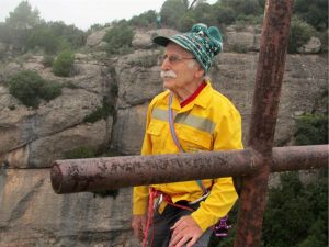 2014. J.M. Torras al cim de l'Esquirol (Sant Llorenç), la seva darrera escalada. Autor: Martí Llobet